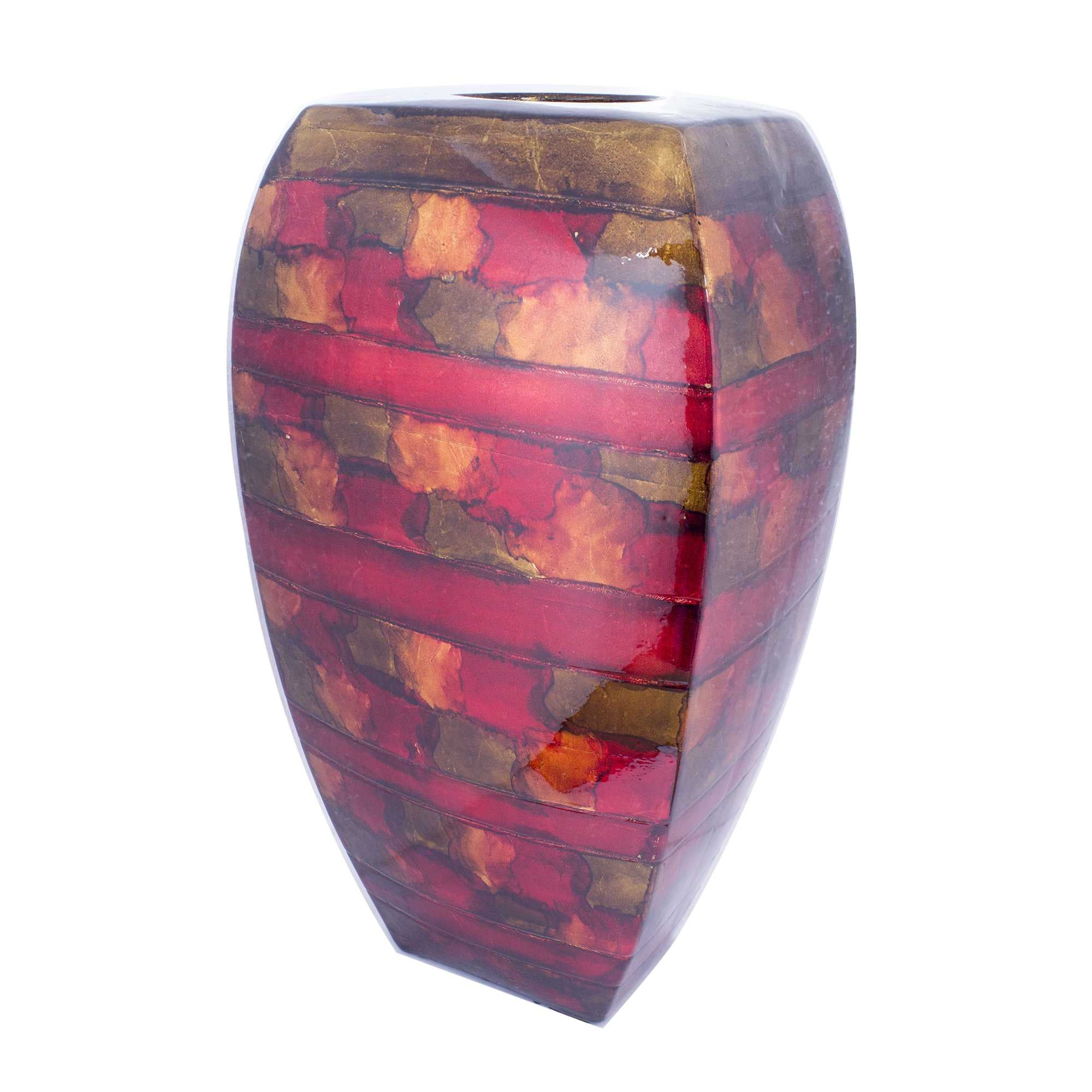 Quay Copper Red Gold Ceramic Foil and Lacquer Modern Vase