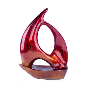 Stunning Red and Orange Ceramic Sailboat Sculpture