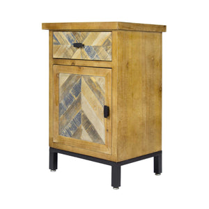 18.9" X 15" X 28.7" Elm with Gray Iron Wood MDF 2 Drawer Parquet Accent Cabinet