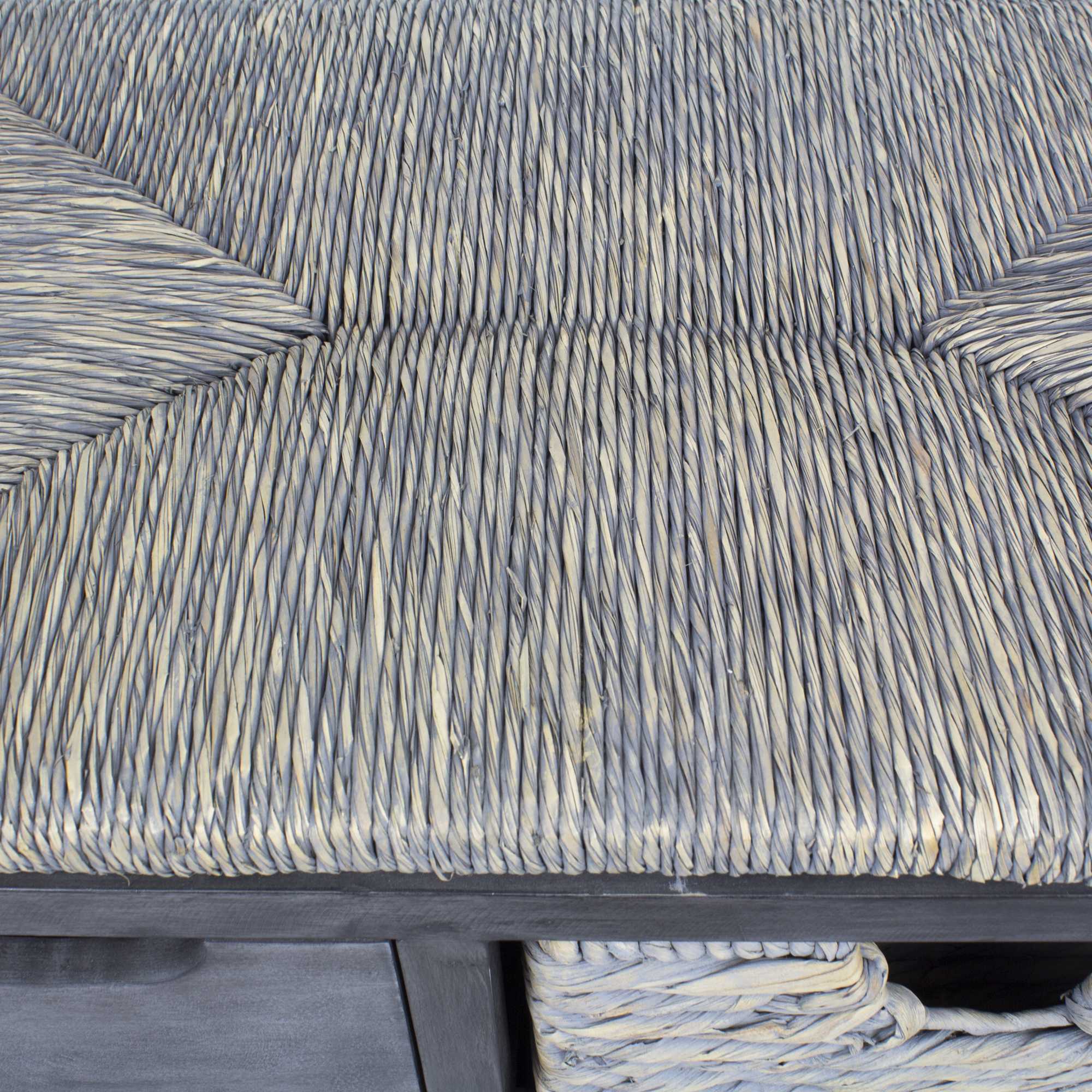 24.75" X 17" X 20" Grey MDF Wood Water Hyacinth Water Hyacinth Drawer Basket Storage Bench