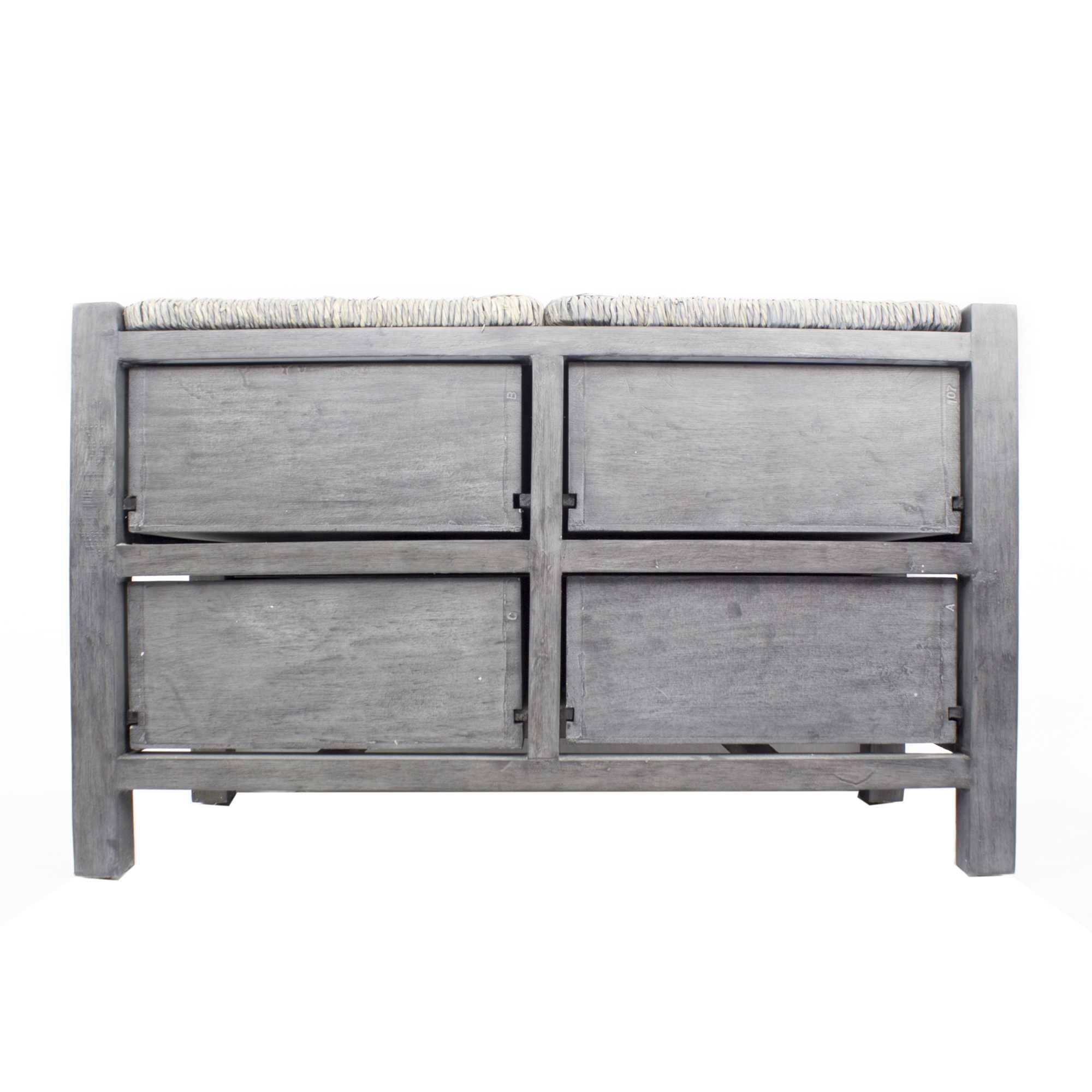 32" X 15" X 20" Grey MDF  Wood  Seagrass Seagrass Drawer Storage Bench