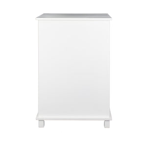 21.75" X 13.75" X 32" White Wood MDF Water Hyacinth Water Hyacinth BasketDoor Accent Cabinet