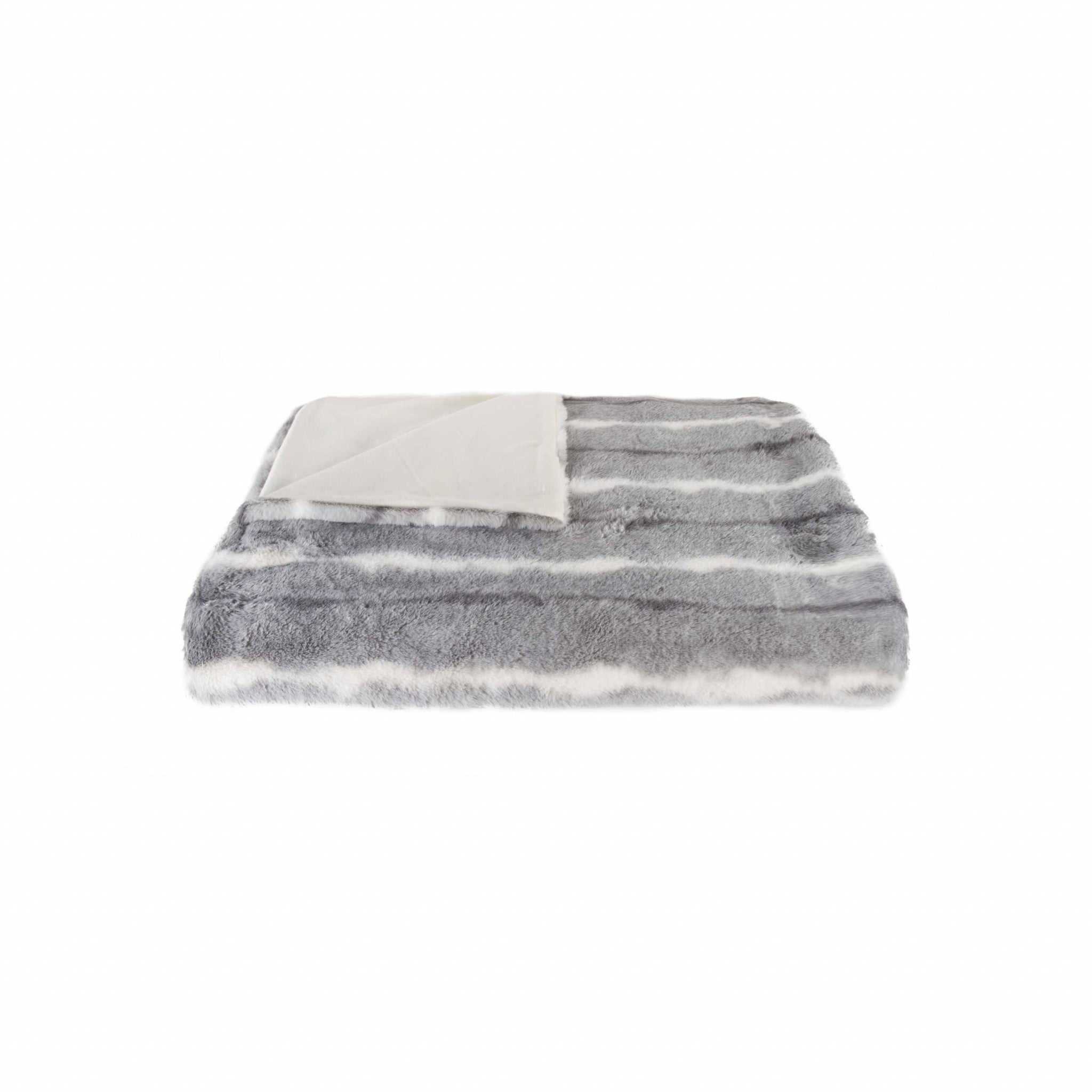 50" x 60" Dayton Grey/White/Black Fur - Throw