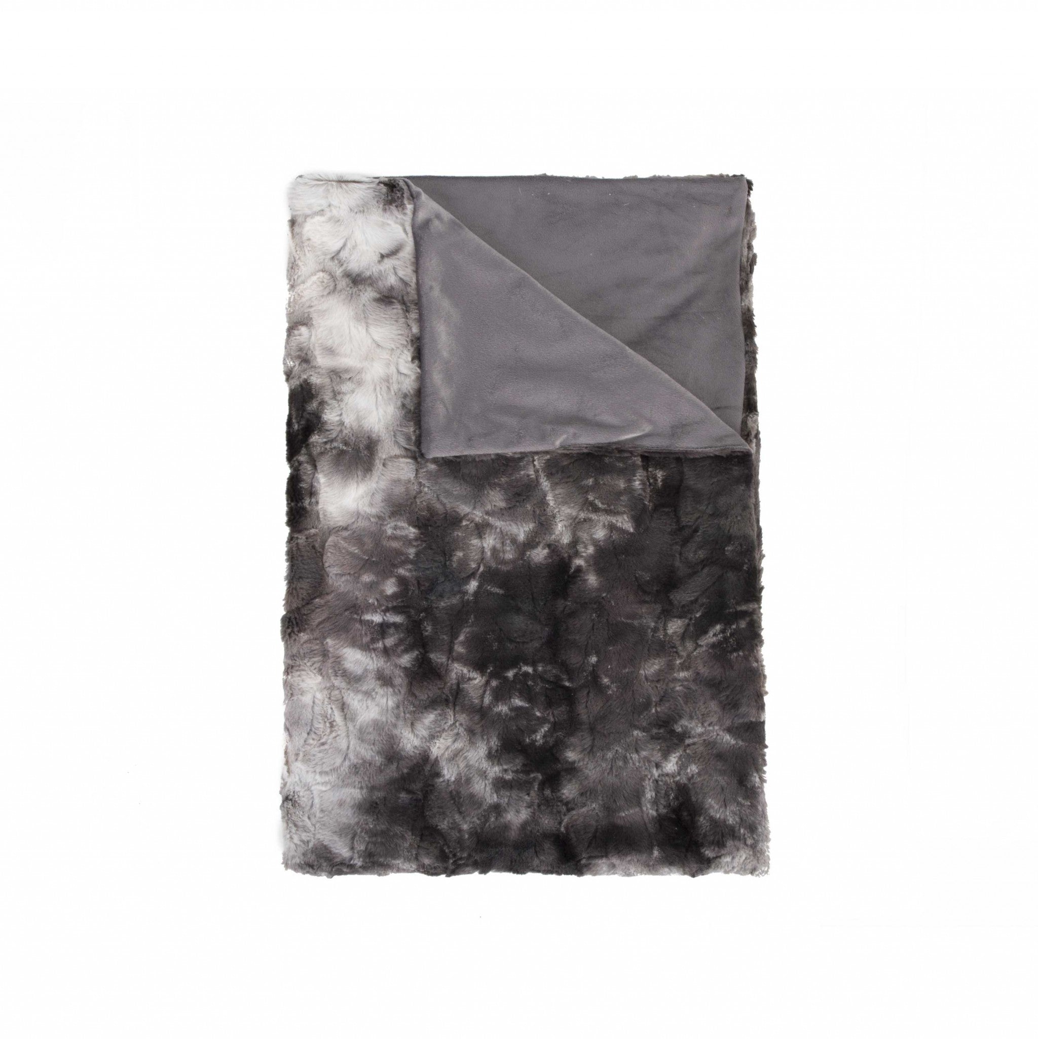 50" x 60" Naples Charcoal/Grey Fur - Throw