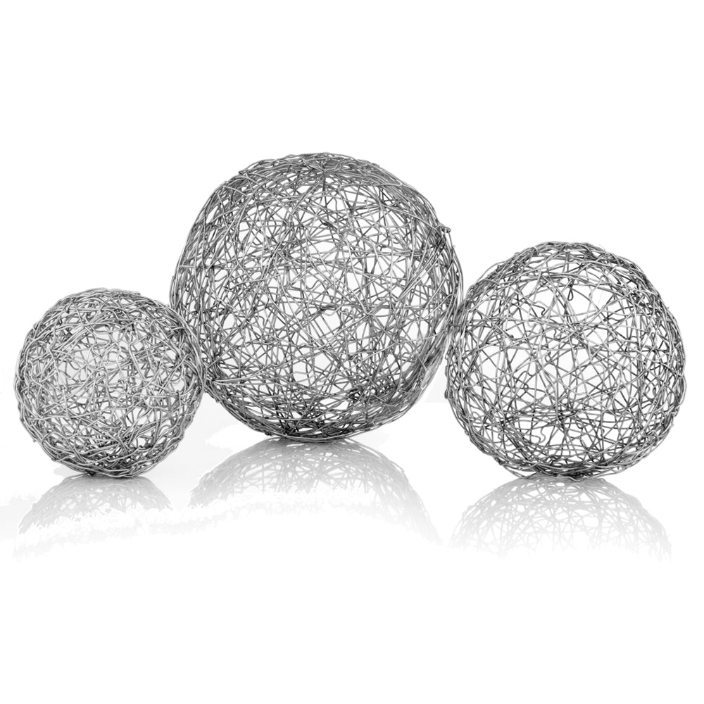 4" x 4" x 4" Shiny Nickel/Silver Wire - Spheres Box of 3