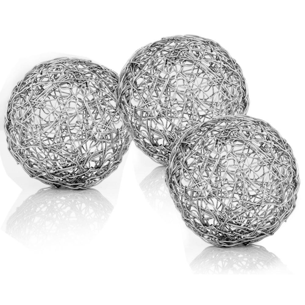 4" x 4" x 4" Shiny Nickel/Silver Wire - Spheres Box of 3