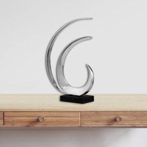 4" x 12" x 18" Buffed and Black Wave Sculpture