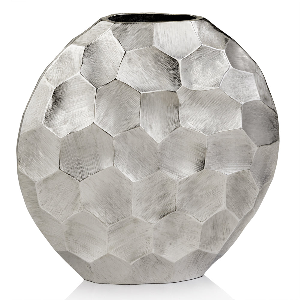 2" x 12" x 12" Rough Silver Round Vase