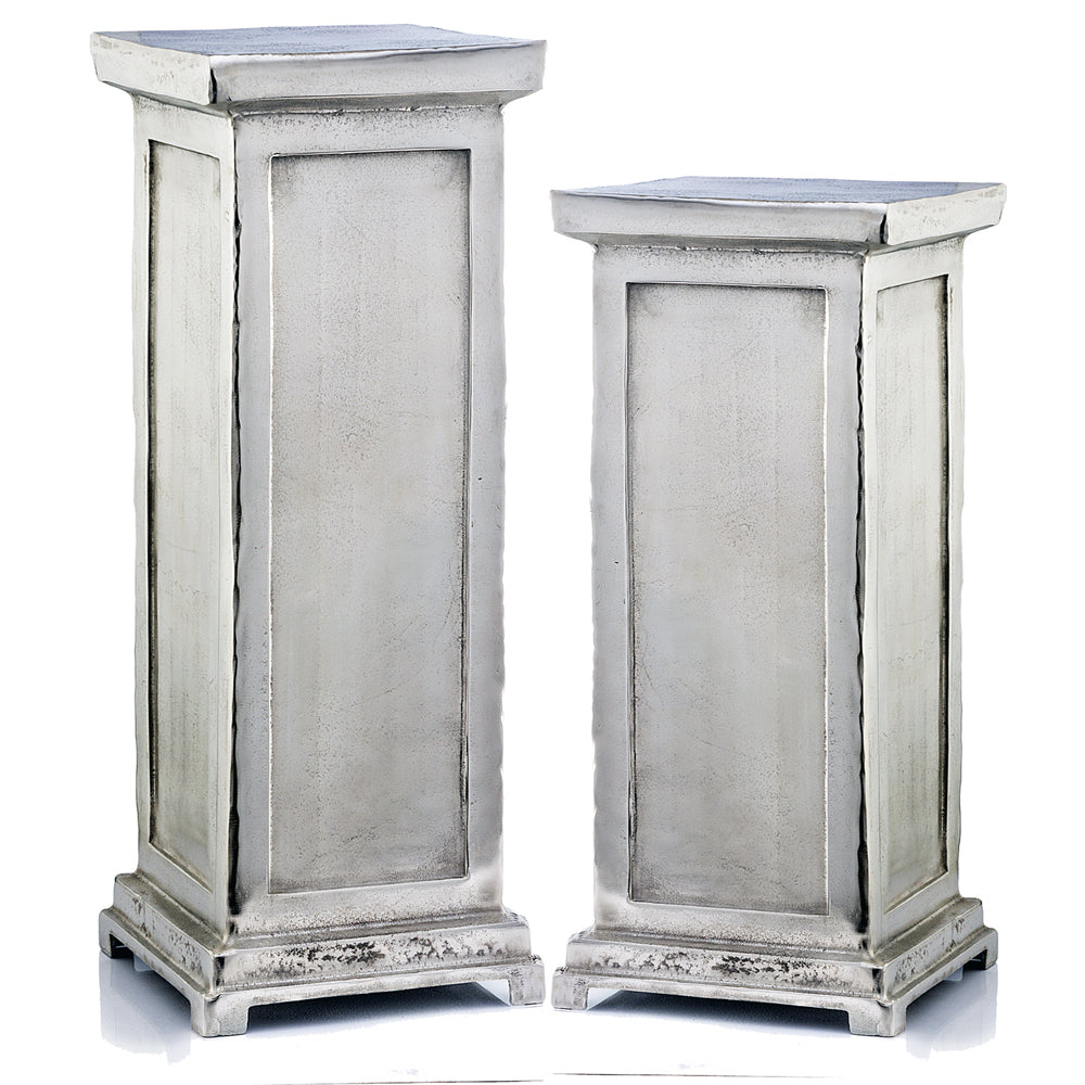12" x 12" x 40" Rough Silver Tall Roman Pedestal