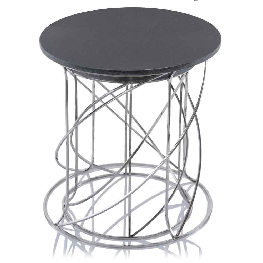 18" x 18" x 20.5" Buffed Black Nested Marble Tables Set of 2