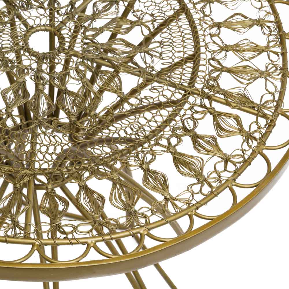 18" x 18" x 21" Antique Brass Wire Work Side Table