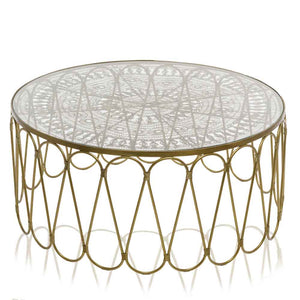 39" x 39" x 18" Antique Brass Wire Work Coffee Table