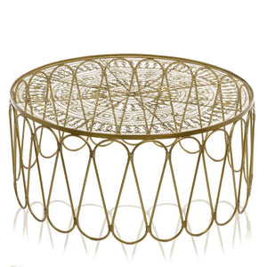 39" x 39" x 18" Antique Brass Wire Work Coffee Table