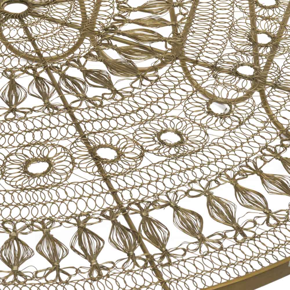 39" x 39" x 18" Antique Brass Wire Work Coffee Table