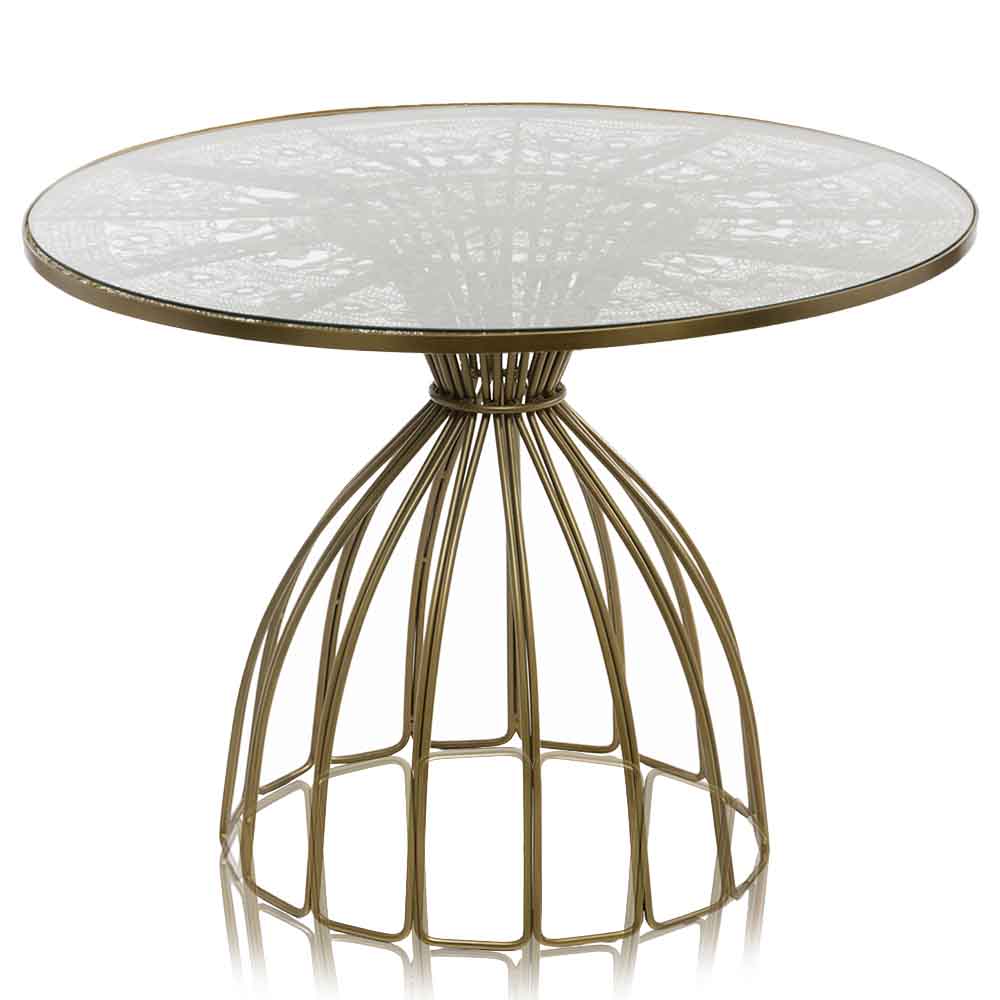 41" x 41" x 30" Antique Brass Wire Work Dining Table