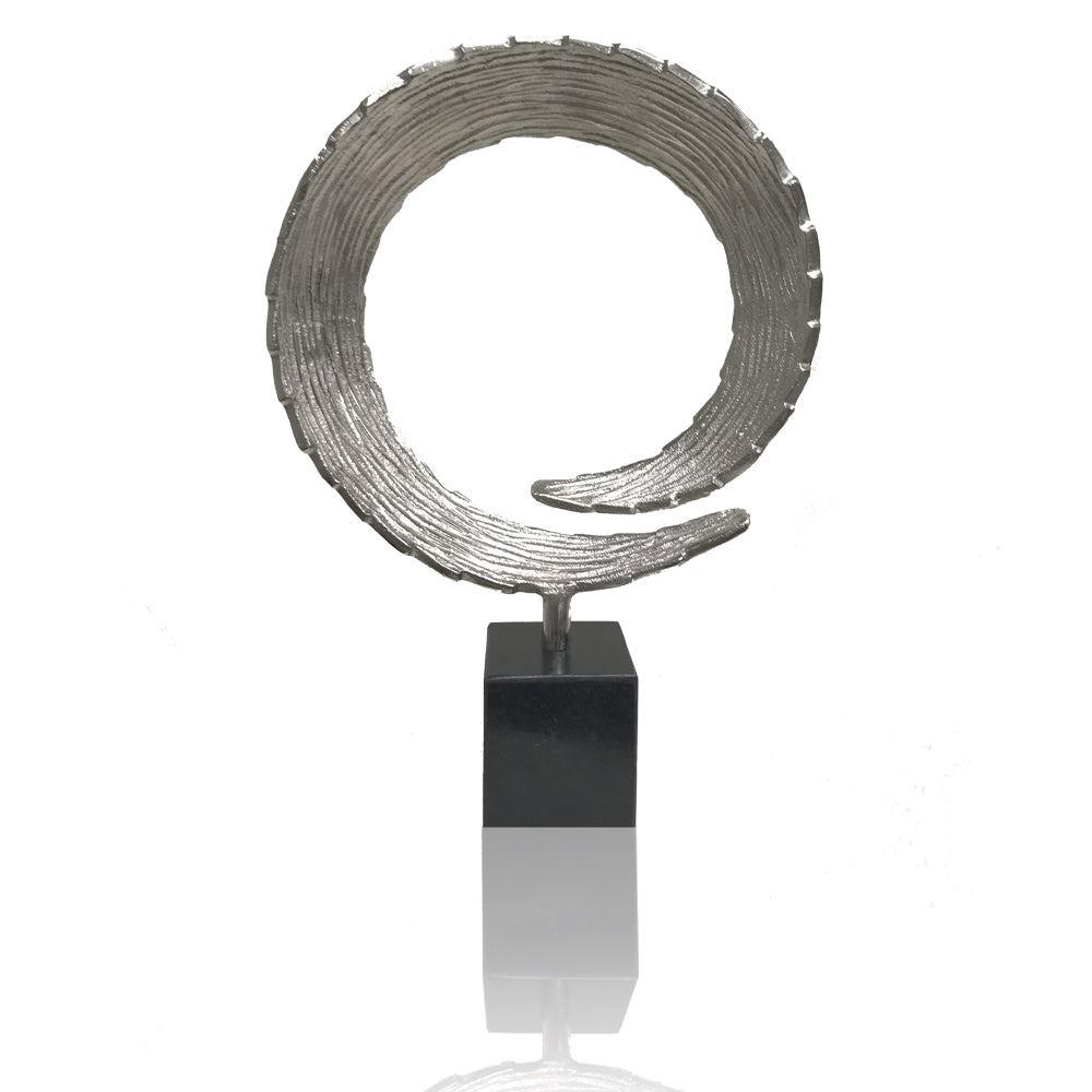 3.75" x 12" x 16.5" Silver and Black Marble Large Tail Sculpture