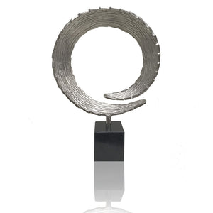3.75" x 12" x 16.5" Silver and Black Marble Large Tail Sculpture