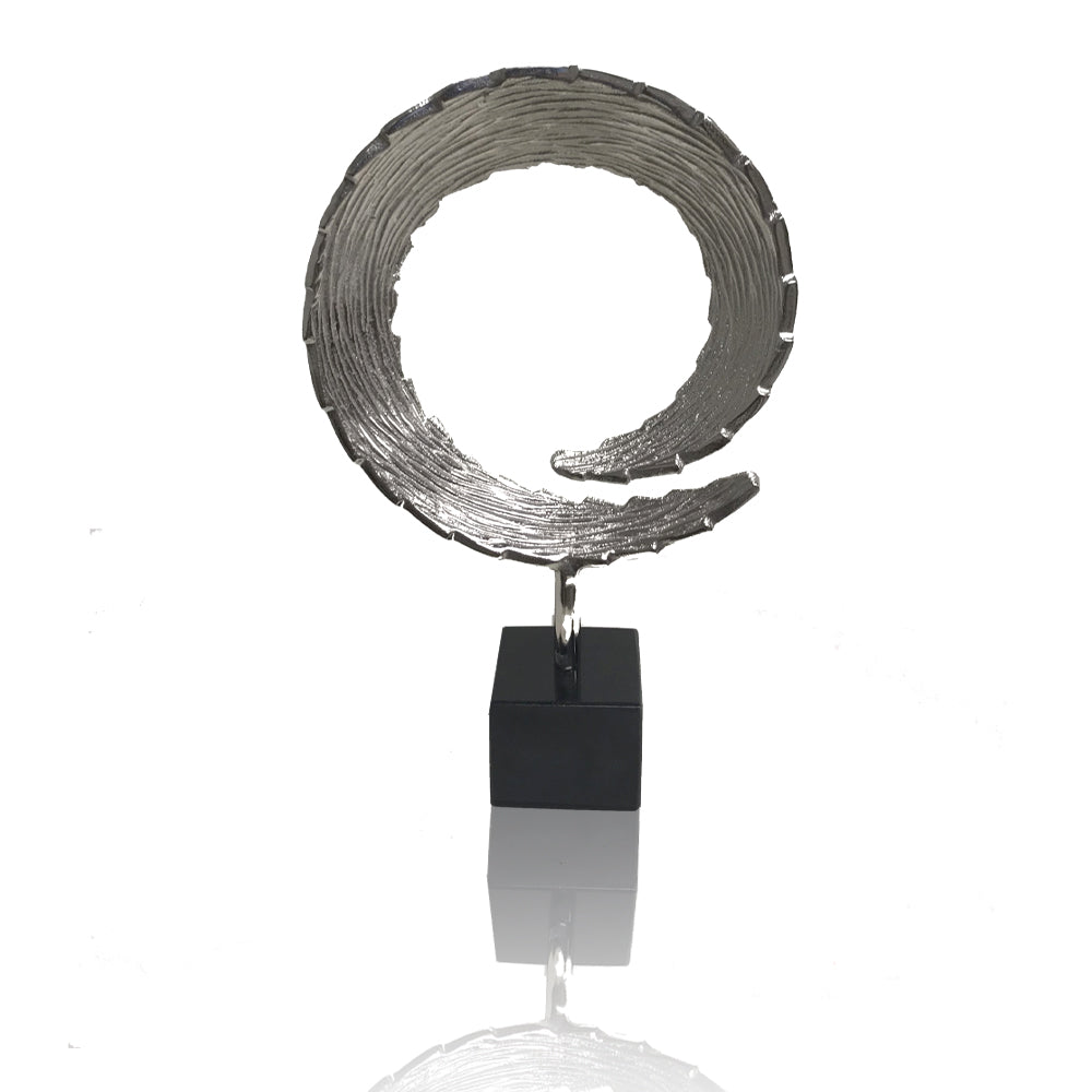 3" x 10" x 15.5" Silver and Black Small Tail Sculpture