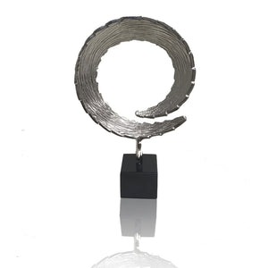 3" x 10" x 15.5" Silver and Black Small Tail Sculpture