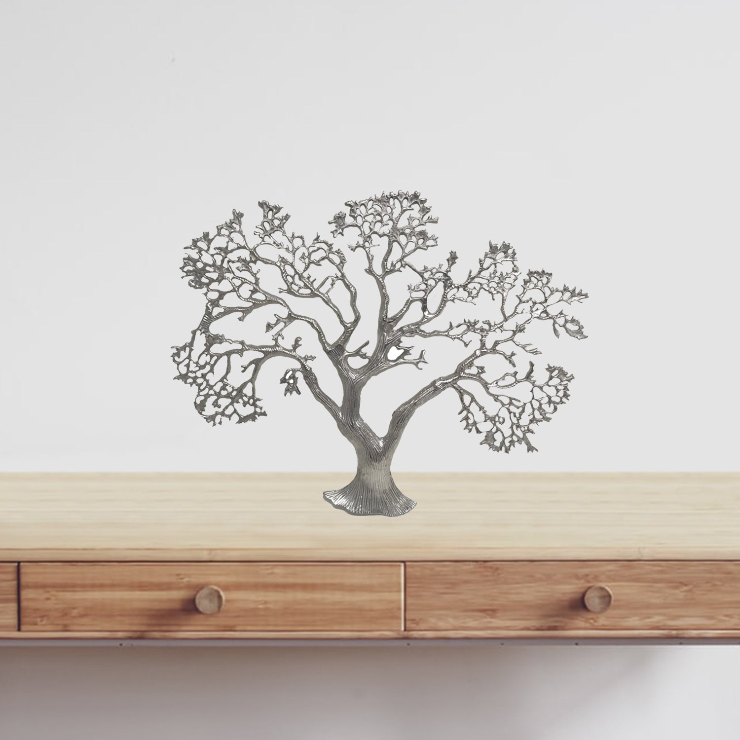 1" x 27.5" x 22" Rough Silver Tree Wall Sculpture