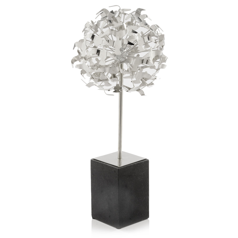 8" x 8" x 20" Silver Black Seagull Tree