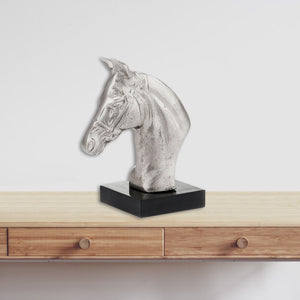4" x 7" x 9" Silver and Black Bust on Base Stallion
