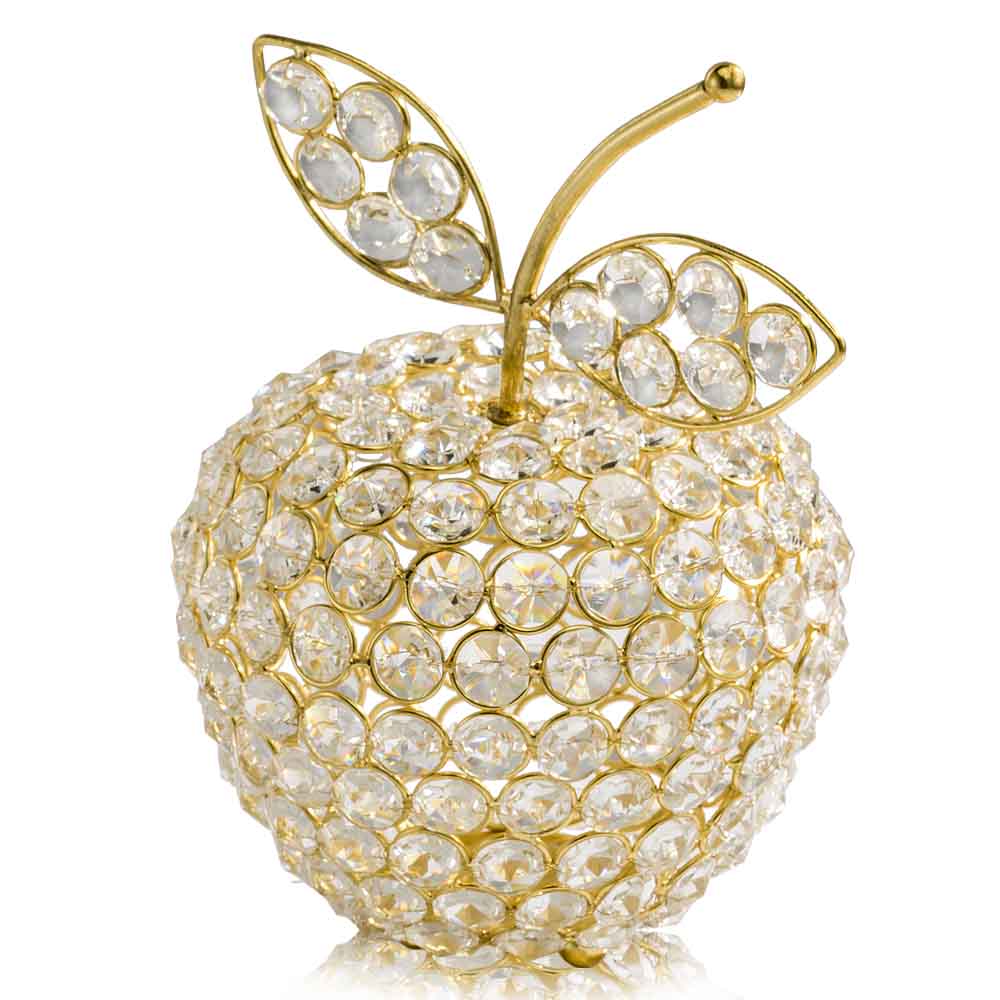 5.5" x 5.5" x 8" Gold Crystal Apple