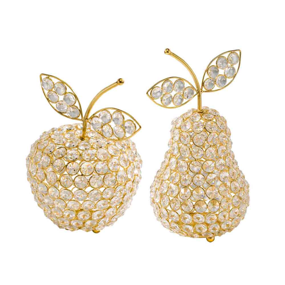 5.5" x 5.5" x 10" Gold Crystal Pear