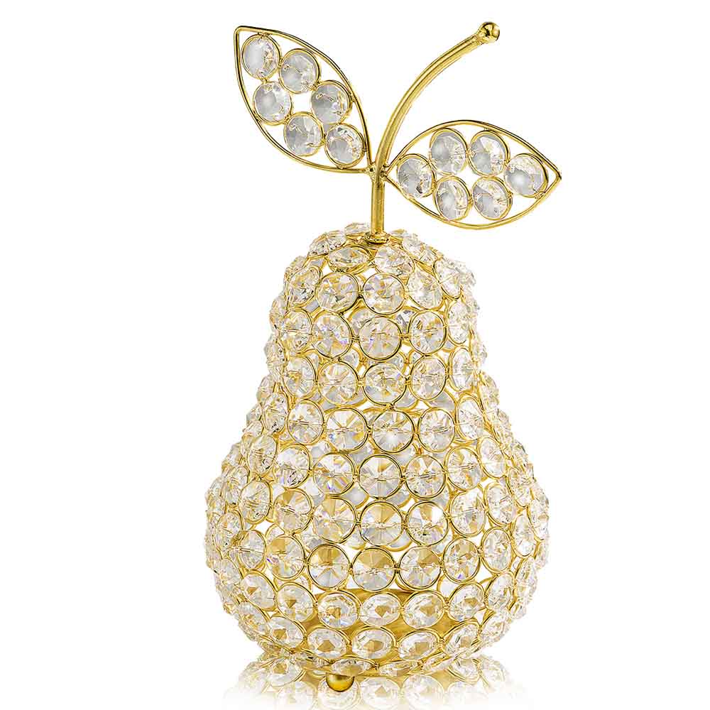 5.5" x 5.5" x 10" Gold Crystal Pear