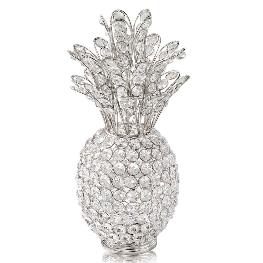 6" x 6" x 12.5" Silver Crystal Pineapple