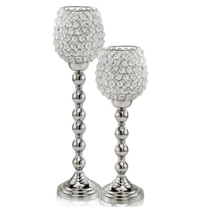 5" x 5" x 14.5" Silver Crystal Medium Candleholder