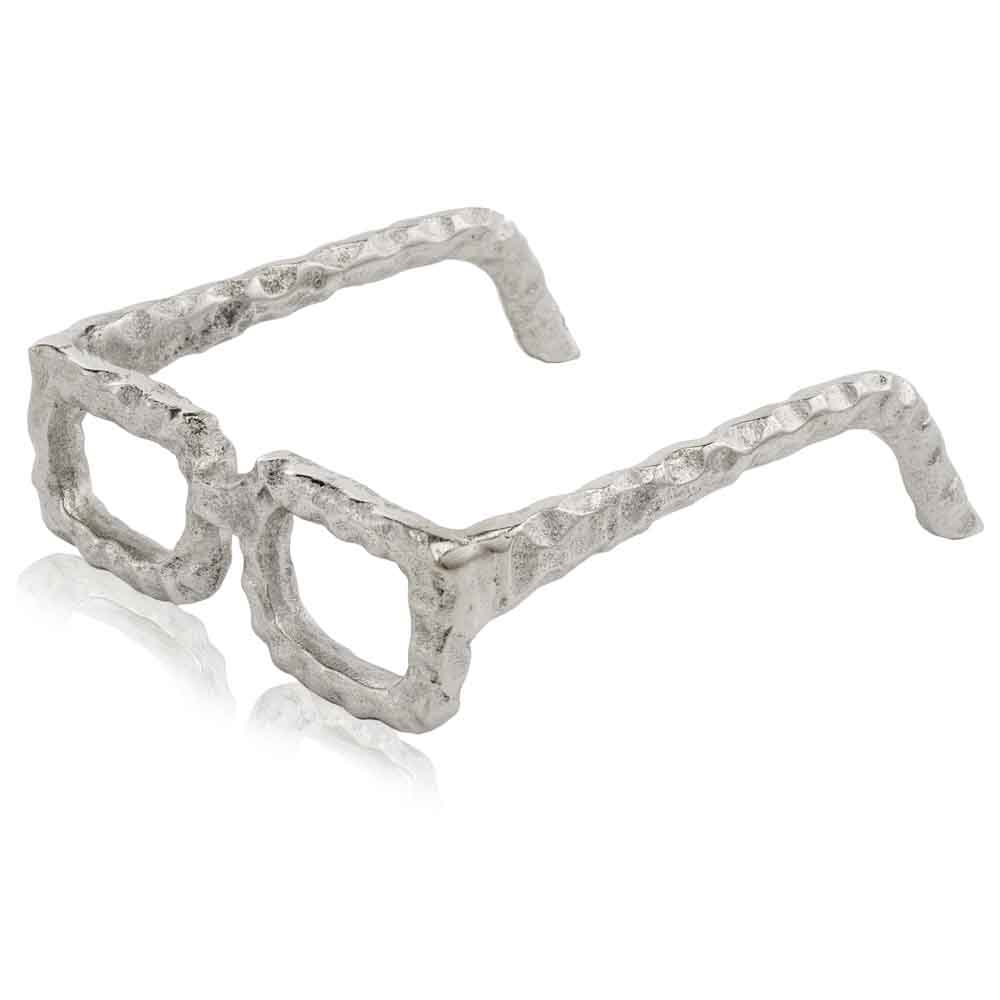 Raw Silver Textured Square Glasses Sculpture