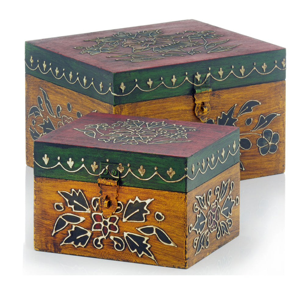 Multi Color Burst Square Boxes Set of 2