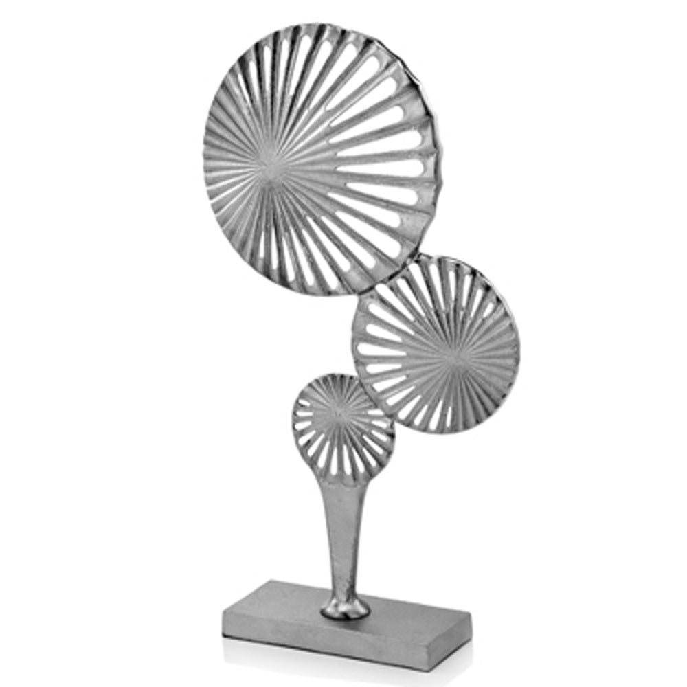 4" x 14.5" x 25" Matte Silver Firecracker Burst Sculpture on Stand