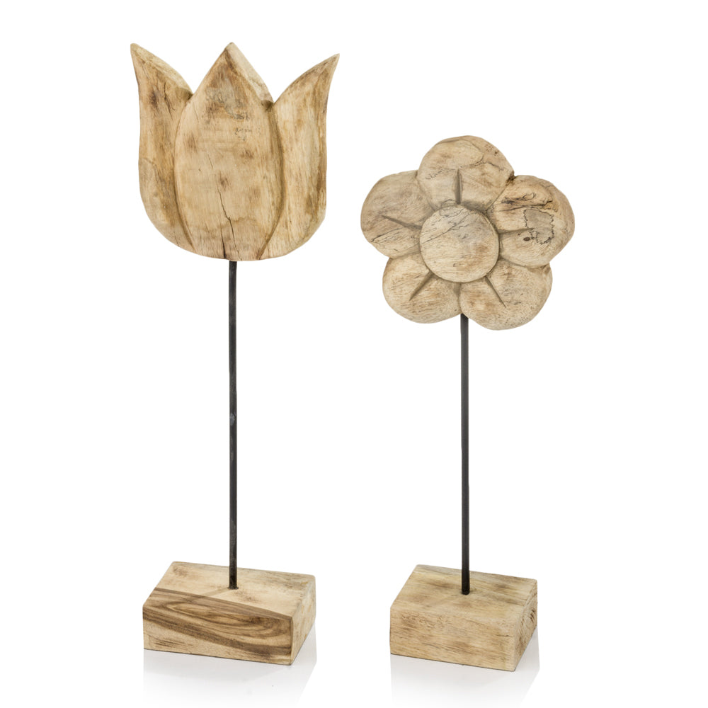 4" x 8" x 25" Natural and Black Small Tulip on Stand