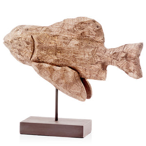 3.5" x 16" x 13" Natural and Black Fish on Stand