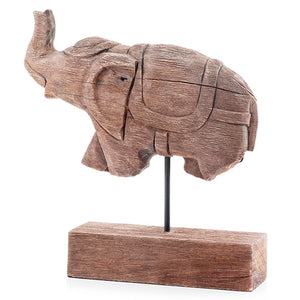 3.5" x 14" x 14" Brown and Black Elephant on Stand