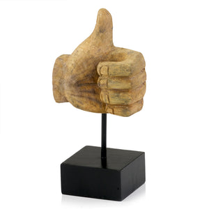 4" x 4" x 11" Natural Black Thumbs Up Sculpture