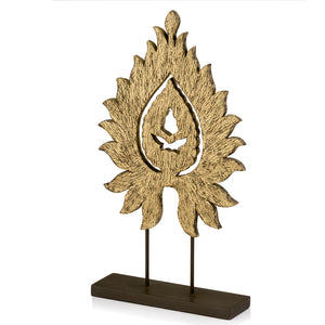 3" x 10" x 19" Natural Black Carved Flame on Stand
