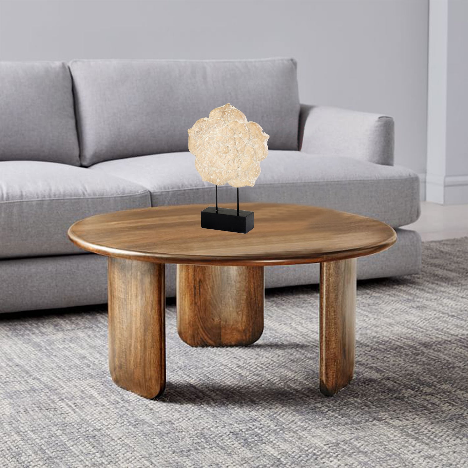 3.5" x 15" x 22" White Rose Carved Flower