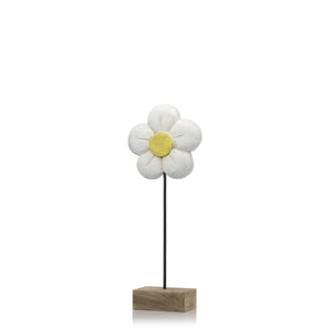 4" x 8" x 21" Natural and Black White Small Daisy on Stand