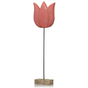 4" x 11" x 35" Natural and Black Tulipan Tall Red Tulip on Stand