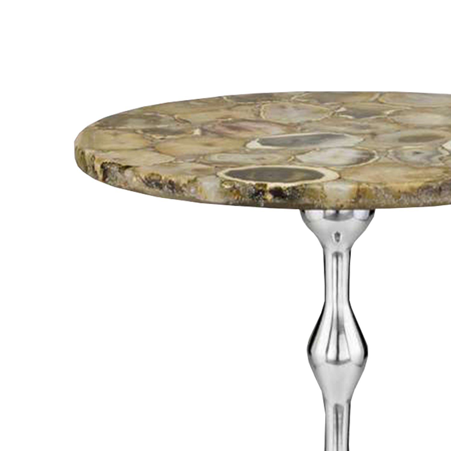 16" x 16" x 27" Buffed Tan Tall Side Table with Agate Top