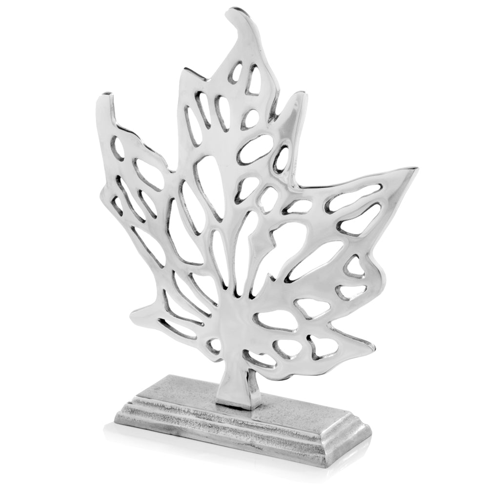3.5" x 13.5" x 16" Rough Silver Maple Leaf Sculpture