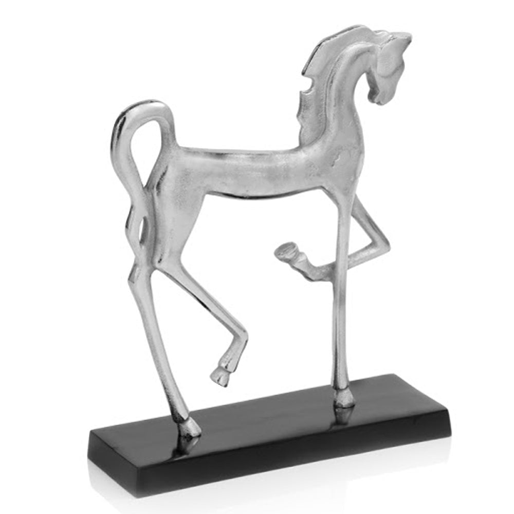 4" x 13" x 16" Rough Silver Black Cantering Horse
