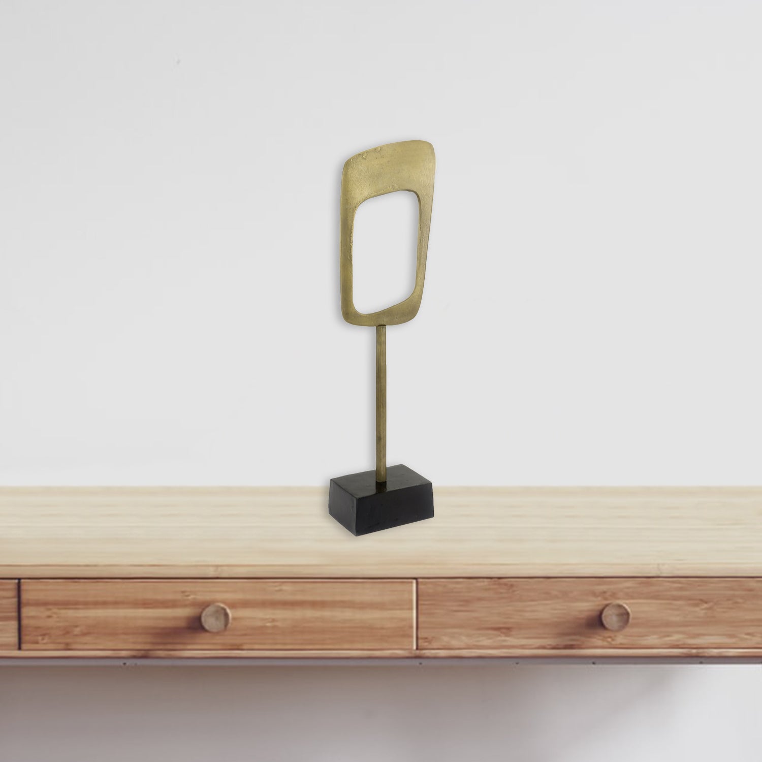 5" x 7" x 29" Antique Gold Bronze Metal Object Vertical Sculpture