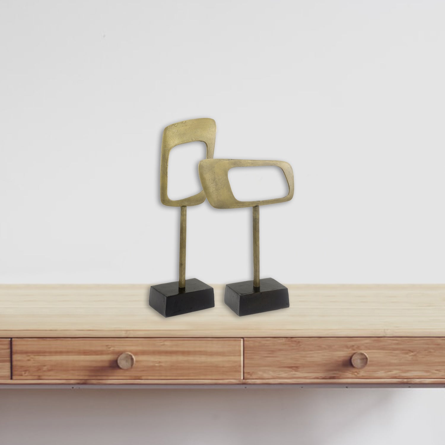 5" x 14" x 23.5" Antique Gold Bronze Metal Object Horizontal Sculpture