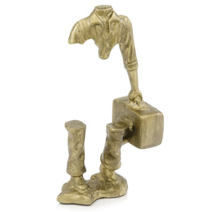 3.5" x 6" x 11" Antique Gold Abstract Businessman