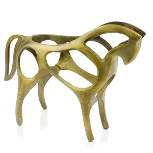 4.5" x 17.5" x 12.5" Antique Gold Abstract Standing Horse