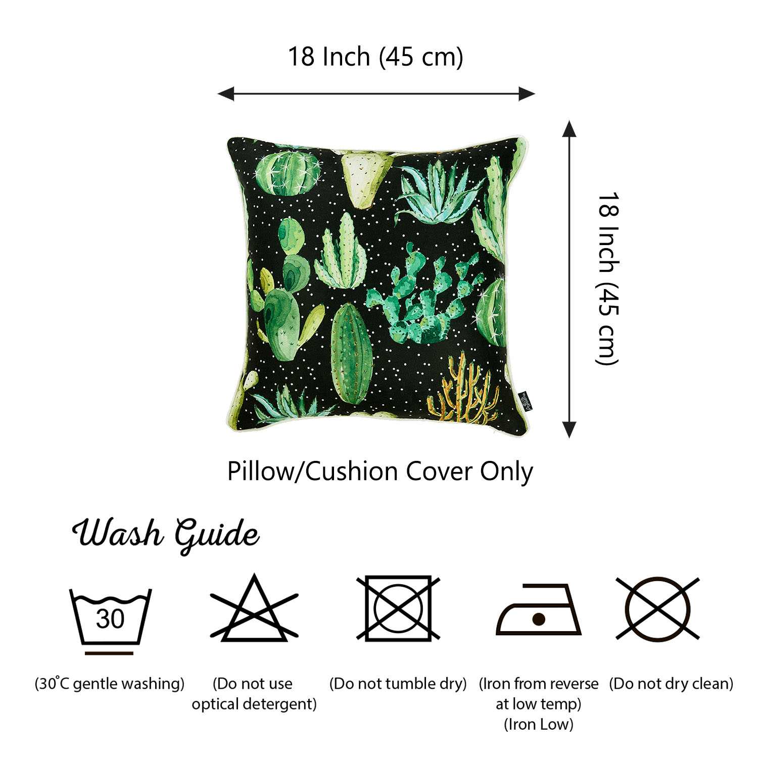 18"x 18" Printed Cactus Madness Decorative Throw Pillow Cover